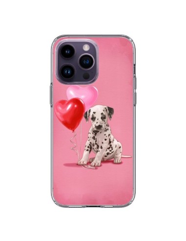 Coque iPhone 14 Pro Max Chien Dog Dalmatien Ballon Coeur - Maryline Cazenave