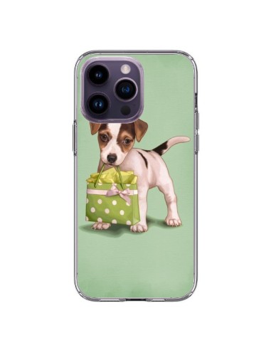 Cover iPhone 14 Pro Max Cane Shopping Sacchetto a Pois Verde - Maryline Cazenave