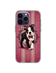 Cover iPhone 14 Pro Max Cane Gentleman Papillon Cappello...