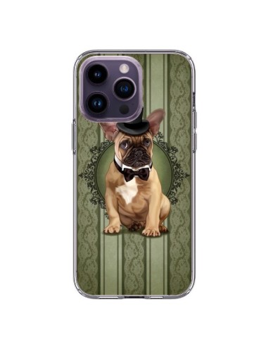 Cover iPhone 14 Pro Max Cane Bulldog Papillon Cappello - Maryline Cazenave