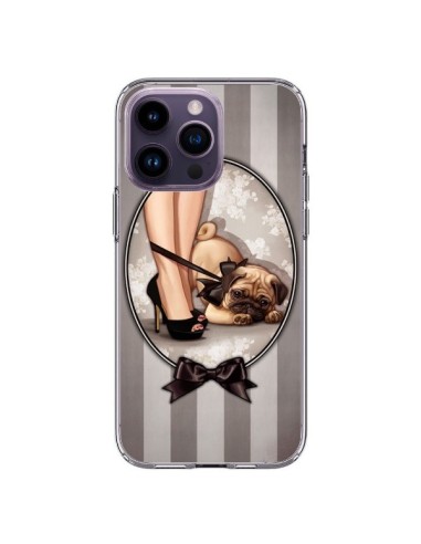 Cover iPhone 14 Pro Max Lady Nero Papillon Cane Luxe - Maryline Cazenave