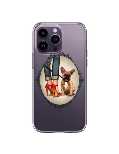 Coque iPhone 14 Pro Max Lady Jambes Chien Bulldog Dog Transparente - Maryline Cazenave