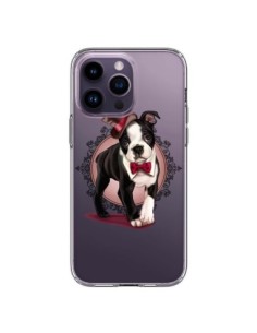 Coque iPhone 14 Pro Max Chien Bulldog Dog Gentleman Noeud...