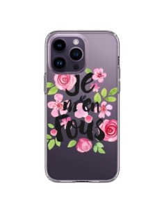 iPhone 14 Pro Max Case Je M'en Fous Flowers Clear -...