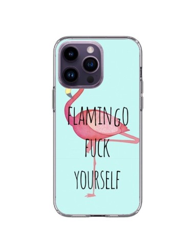 Cover iPhone 14 Pro Max Flamingo Fenicottero Fuck Yourself - Maryline Cazenave