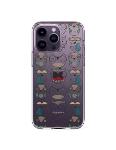Coque iPhone 14 Pro Max Chouettes Owl Hibou Transparente - Maria Jose Da Luz