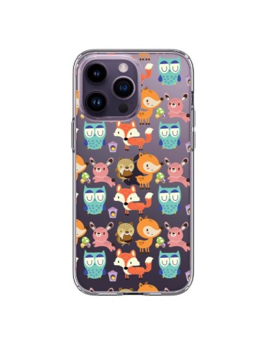 Coque iPhone 14 Pro Max Renard Ecureuil Lapin Hibou Transparente - Maria Jose Da Luz