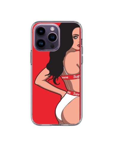 Coque iPhone 14 Pro Max Pop Art Femme Rouge - Mikadololo