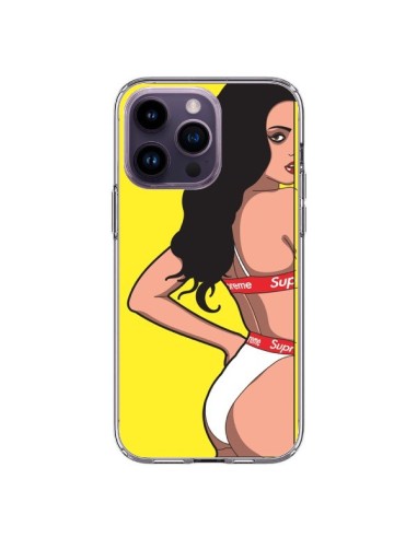 Coque iPhone 14 Pro Max Pop Art Femme Jaune - Mikadololo