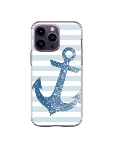 Coque iPhone 14 Pro Max Ancre Bleu Navire - Monica Martinez