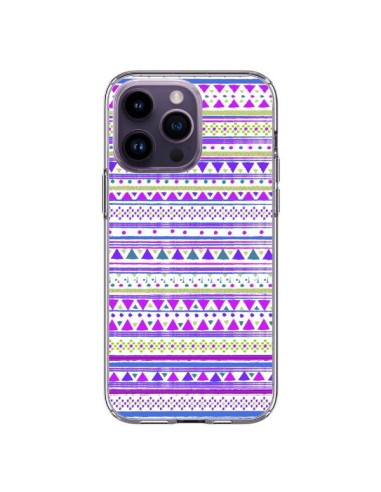 Coque iPhone 14 Pro Max Bandana Violet Azteque - Monica Martinez