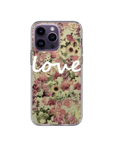 Coque iPhone 14 Pro Max Love Blanc Flower - Monica Martinez