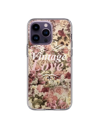 Coque iPhone 14 Pro Max Vintage Love Flower - Monica Martinez