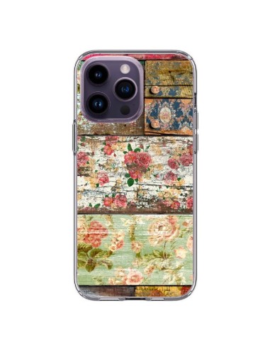 Cover iPhone 14 Pro Max Lady Rococo Legno Fiori - Maximilian San