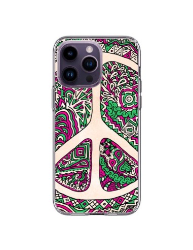 Coque iPhone 14 Pro Max Peace and Love Azteque Vainilla - Maximilian San