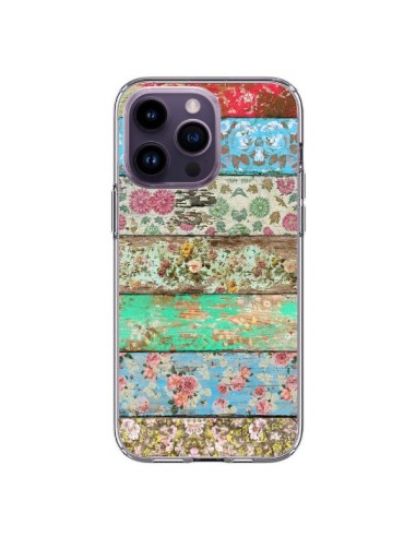 Cover iPhone 14 Pro Max Rococo Style Legno Fiori - Maximilian San