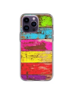 Cover iPhone 14 Pro Max Legno Colorato Vintage -...