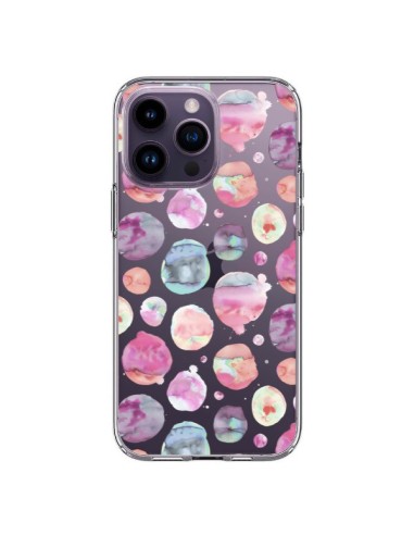 Coque iPhone 14 Pro Max Big Watery Dots Pink - Ninola Design
