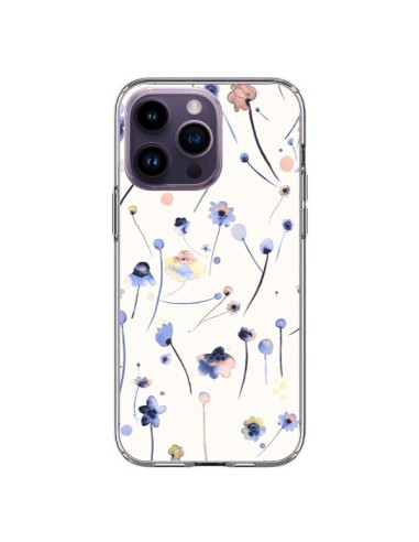 iPhone 14 Pro Max Case Blue Soft Flowers - Ninola Design