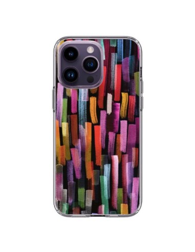 Coque iPhone 14 Pro Max Colorful Brushstrokes Black - Ninola Design