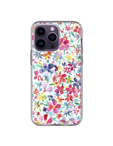 Coque iPhone 14 Pro Max Colorful Flowers Petals Blue - Ninola Design