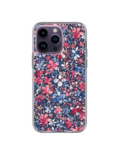 Coque iPhone 14 Pro Max Colorful Little Flowers Navy - Ninola Design