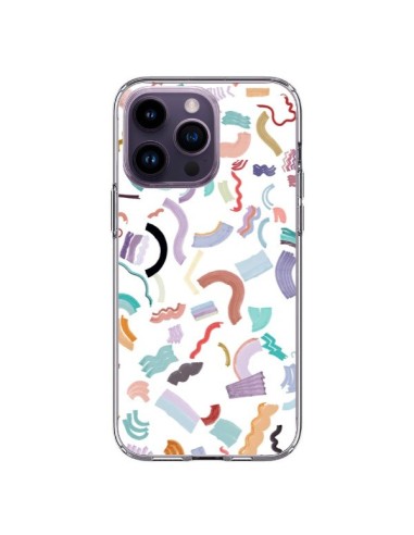 Cover iPhone 14 Pro Max Curly and Zigzag Stripes Bianco - Ninola Design