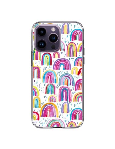Cover iPhone 14 Pro Max Cute Watercolor Rainbows Arcobaleno - Ninola Design