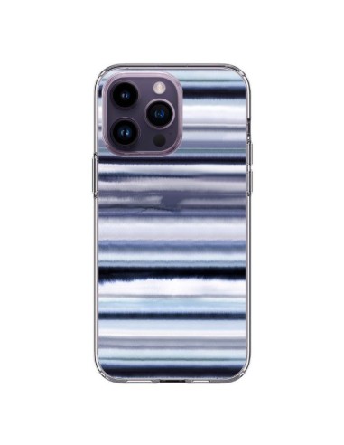 Coque iPhone 14 Pro Max Degrade Stripes Watercolor Navy - Ninola Design
