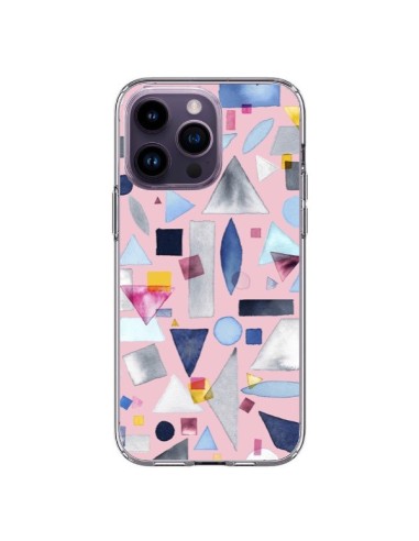Coque iPhone 14 Pro Max Geometric Pieces Pink - Ninola Design