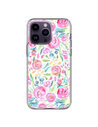 Coque iPhone 14 Pro Max Speckled Watercolor Pink - Ninola Design