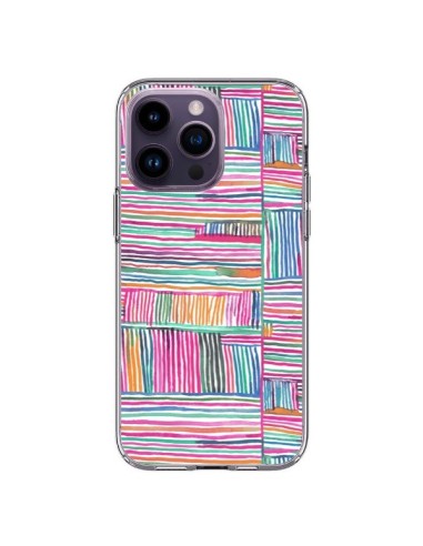 Coque iPhone 14 Pro Max Watercolor Linear Meditation Pink - Ninola Design