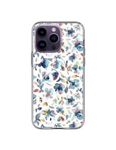 Coque iPhone 14 Pro Max Watery Hibiscus Blue - Ninola Design