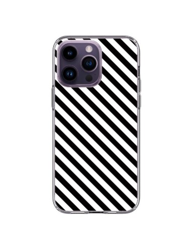 Coque iPhone 14 Pro Max Bonbon Candy Noire et Blanche Rayée - Nico