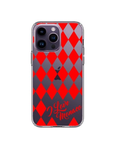 Cover iPhone 14 Pro Max I Love Monaco e Losange Rosso - Nico