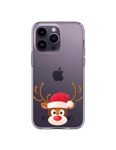 Coque iPhone 14 Pro Max Renne de Noël transparente - Nico