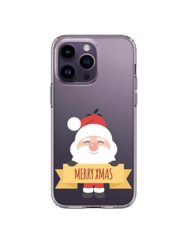 Coque iPhone 14 Pro Max Père Noël Merry Christmas transparente - Nico