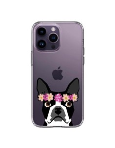 iPhone 14 Pro Max Case Boston Terrier Flowers Dog Clear -...