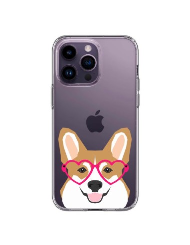 iPhone 14 Pro Max Case Dog Funny Eyes Hearts Clear - Pet Friendly