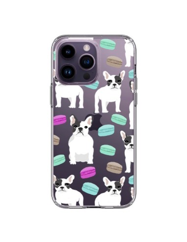 Coque iPhone 14 Pro Max Chiens Bulldog Français Macarons Transparente - Pet Friendly