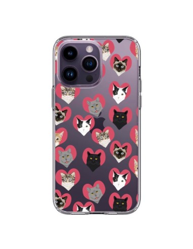 iPhone 14 Pro Max Case Cat Hearts Clear - Pet Friendly