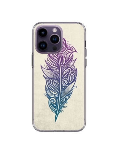 Coque iPhone 14 Pro Max Feather Plume Arc En Ciel - Rachel Caldwell