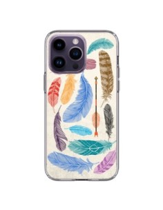 Coque iPhone 14 Pro Max Feather Plumes Multicolores -...
