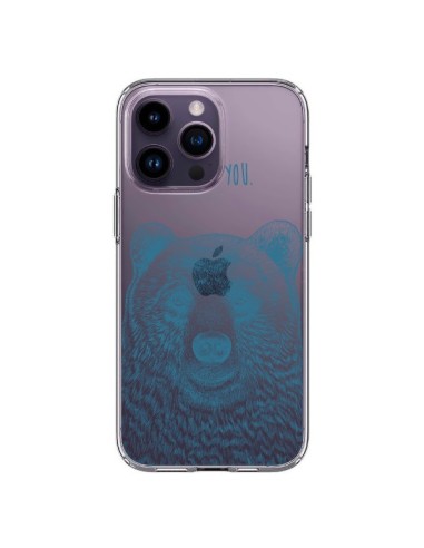 Coque iPhone 14 Pro Max I Love You Bear Ours Ourson Transparente - Rachel Caldwell