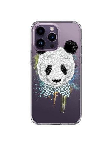 Coque iPhone 14 Pro Max Panda Noeud Papillon Transparente - Rachel Caldwell