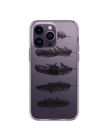 Cover iPhone 14 Pro Max Piuma Nero Trasparente - Rachel Caldwell