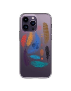 Cover iPhone 14 Pro Max Piuma Colorata Trasparente -...