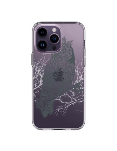 Coque iPhone 14 Pro Max Owl King Chouette Hibou Roi Transparente - Rachel Caldwell