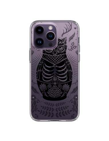 Coque iPhone 14 Pro Max Owl Chouette Hibou Squelette Transparente - Rachel Caldwell
