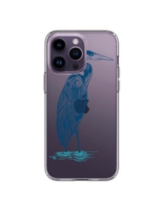 Cover iPhone 14 Pro Max Heron Blu Uccello Trasparente -...